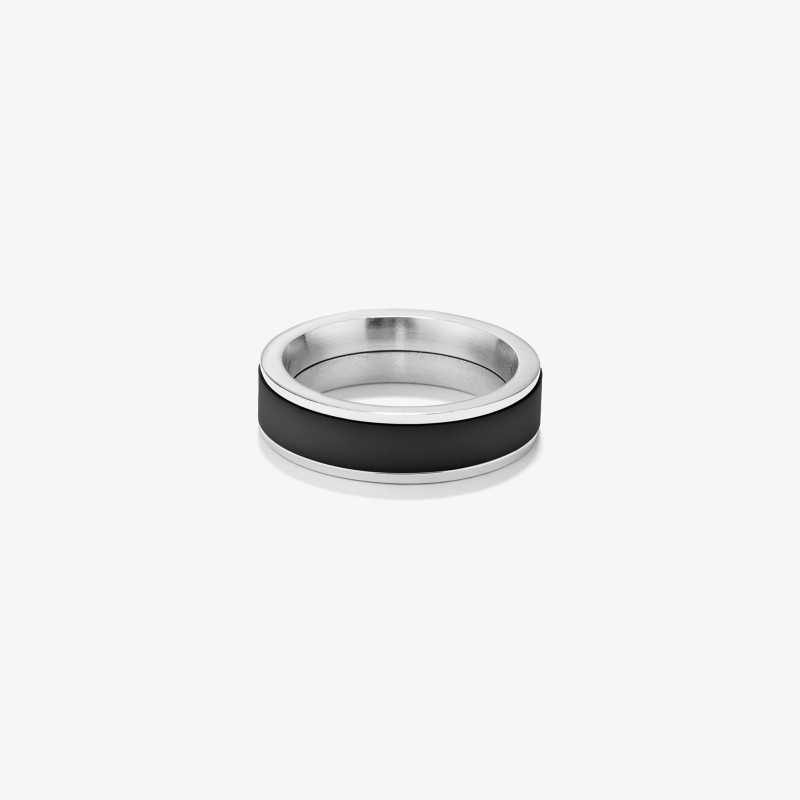 Anel Prateado e Preto T26 CERAMIC Homem RADIANT Joias