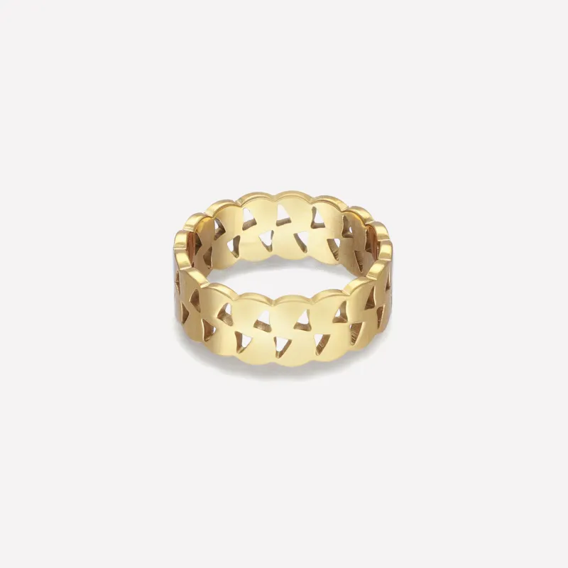 Anel Homem Cadeado Padlock Dourado | Radiant