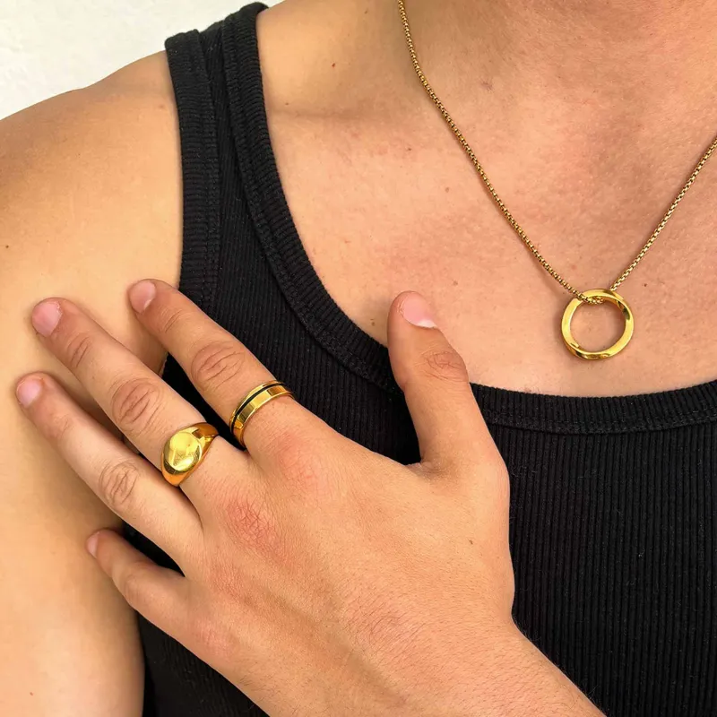 Anel Homem Nogueiras Chunky Dourado 26