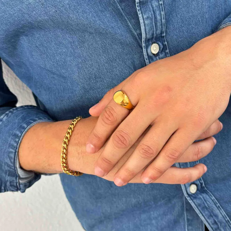 Anel Homem Ruiz Selo Dourado 24