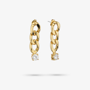 Brincos Mulher Gaga Chain Ouro | Correntes Douradas de Estilo Ousado