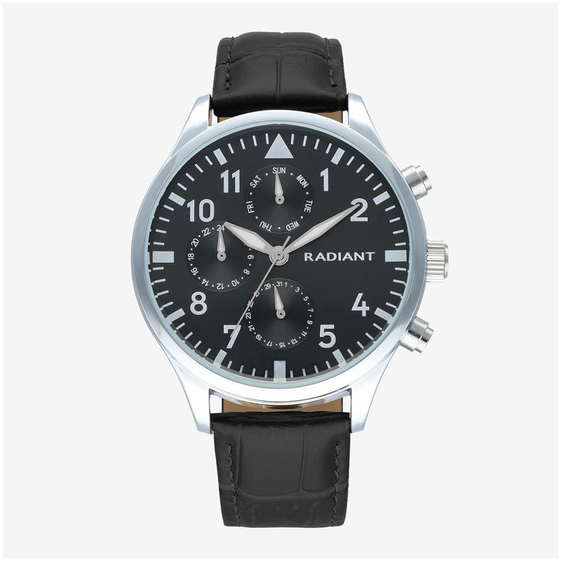 Radiant Caiman Relógio de Homem com Bracelete de Couro Preta