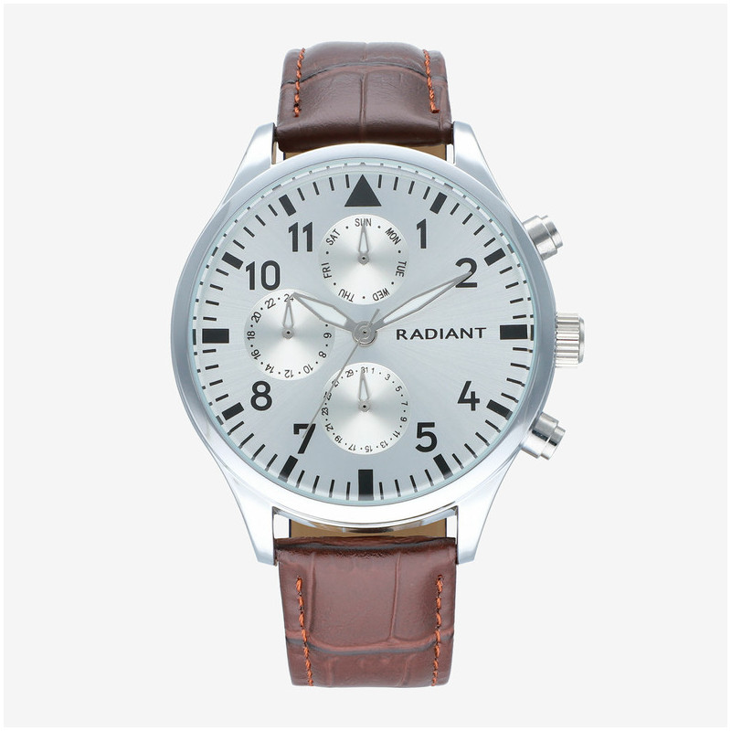 Radiant Caiman Relógio de Homem com Bracelete de Couro Castanha