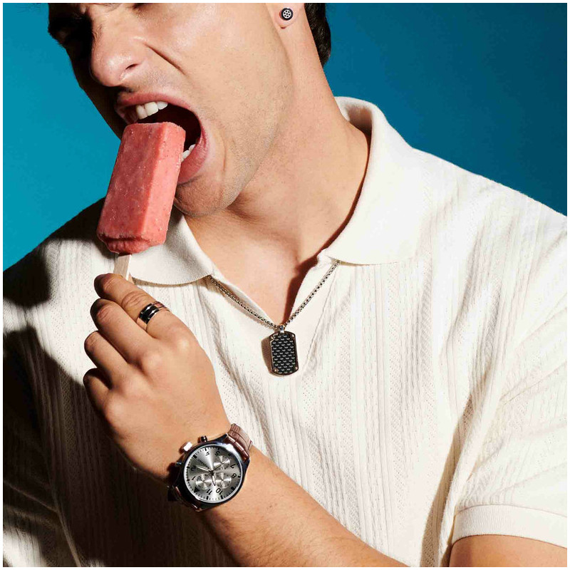 Radiant Caiman Relógio de Homem com Bracelete de Couro Castanha