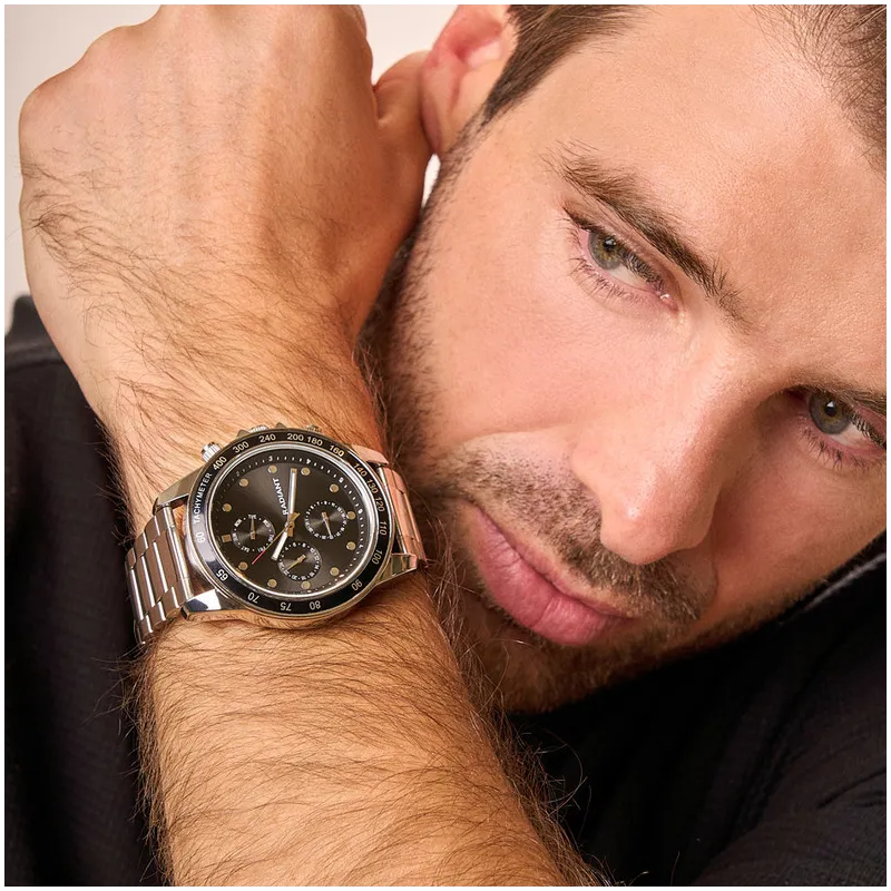 Relógio Homem Canárias Preto Prateado