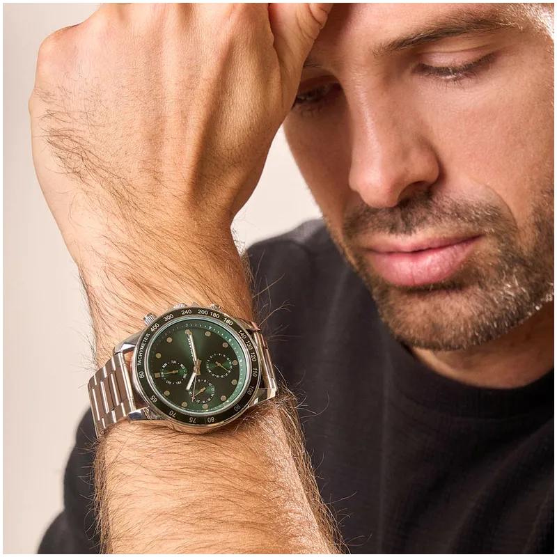 Relógio Homem Canárias Verde Prateado