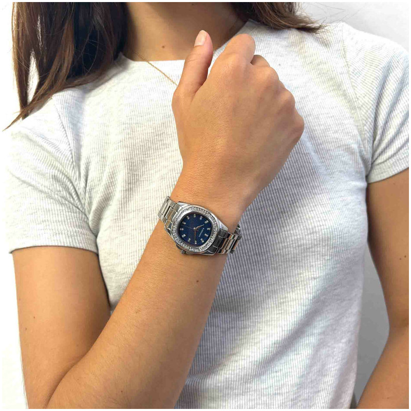 Radiant Scape Relógio de Mulher Azul Prateado com Bracelete de Aço