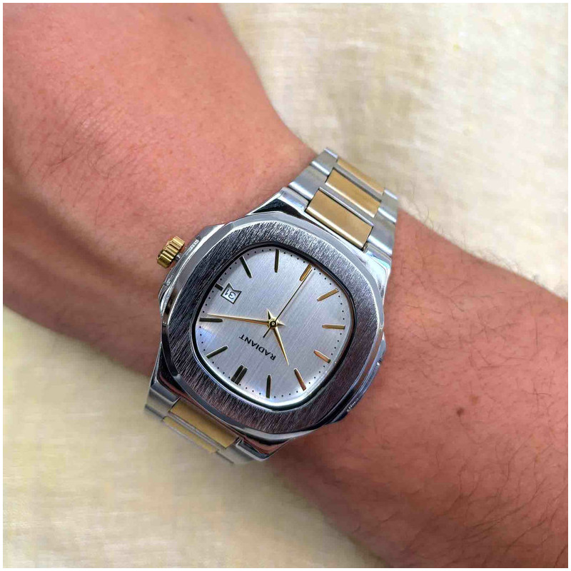 Radiant T-Time Relógio de Homem Dourado/Prateado Caixa Hexagonal