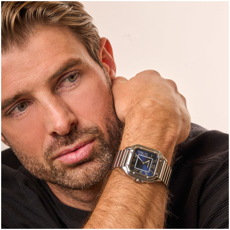 Relógio Homem Chris Him Azul Prateado