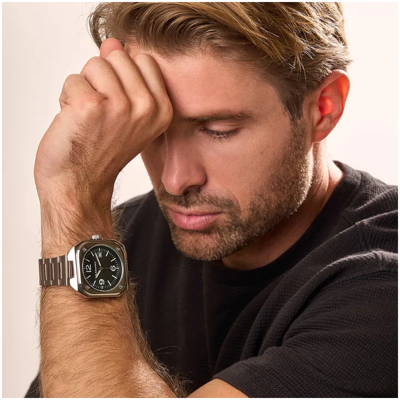 Relógio Homem Vittorio Preto Prateado