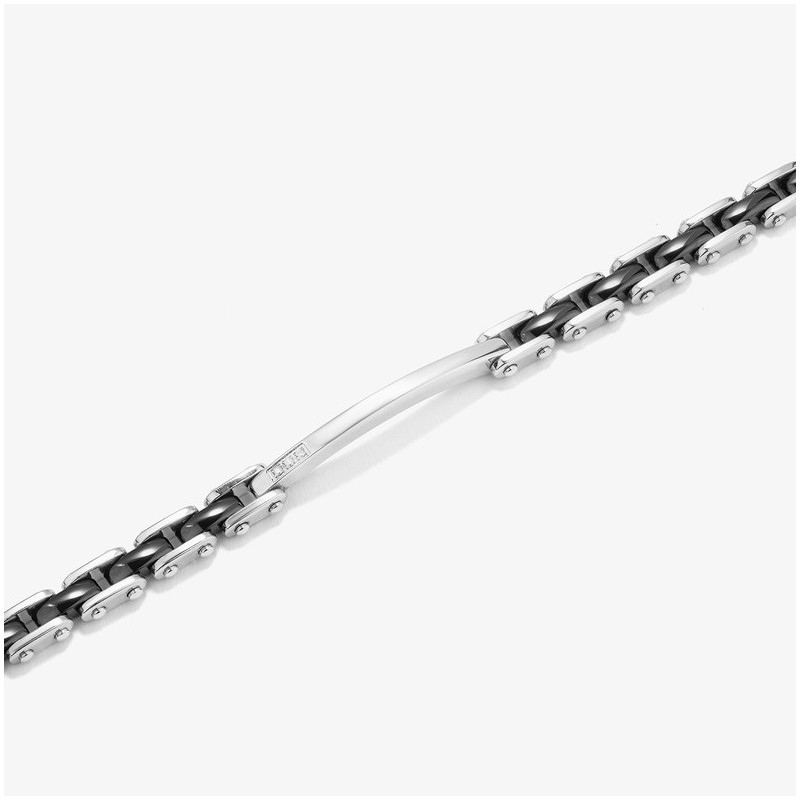 Pulseira Prateada e Preta CERAMIC Homem RADIANT Joias