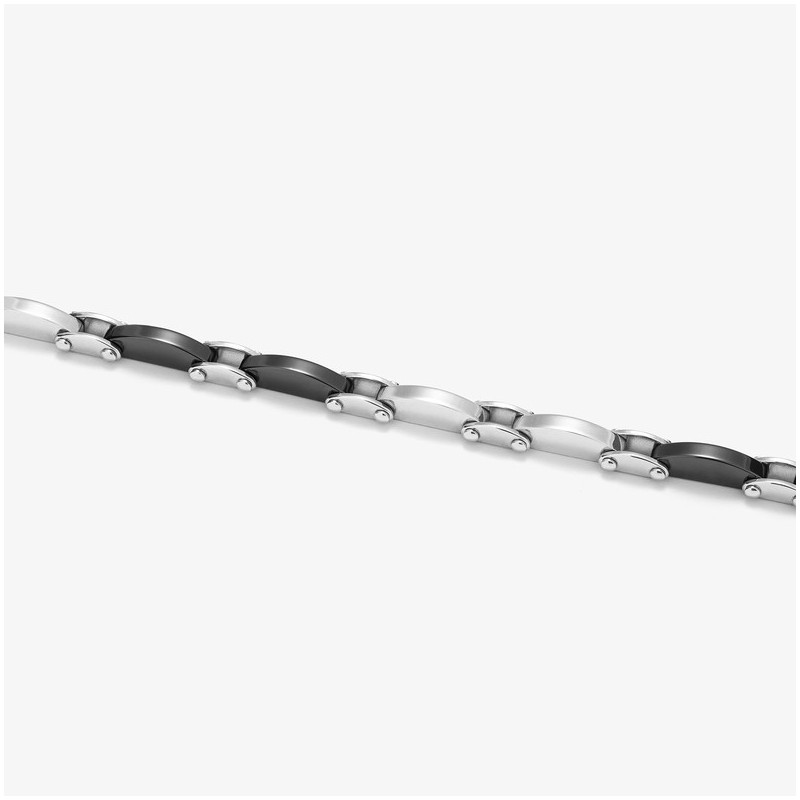Pulseira Parafusos Prateada e Preta CERAMIC Homem RADIANT Joias