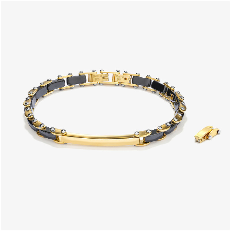 Pulseira Semi-Rigída Dourada e Preta CERAMIC Homem RADIANT Joias