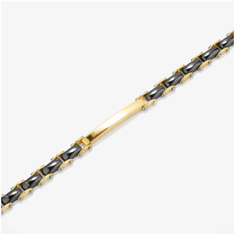 Pulseira Semi-Rigída Dourada e Preta CERAMIC Homem RADIANT Joias