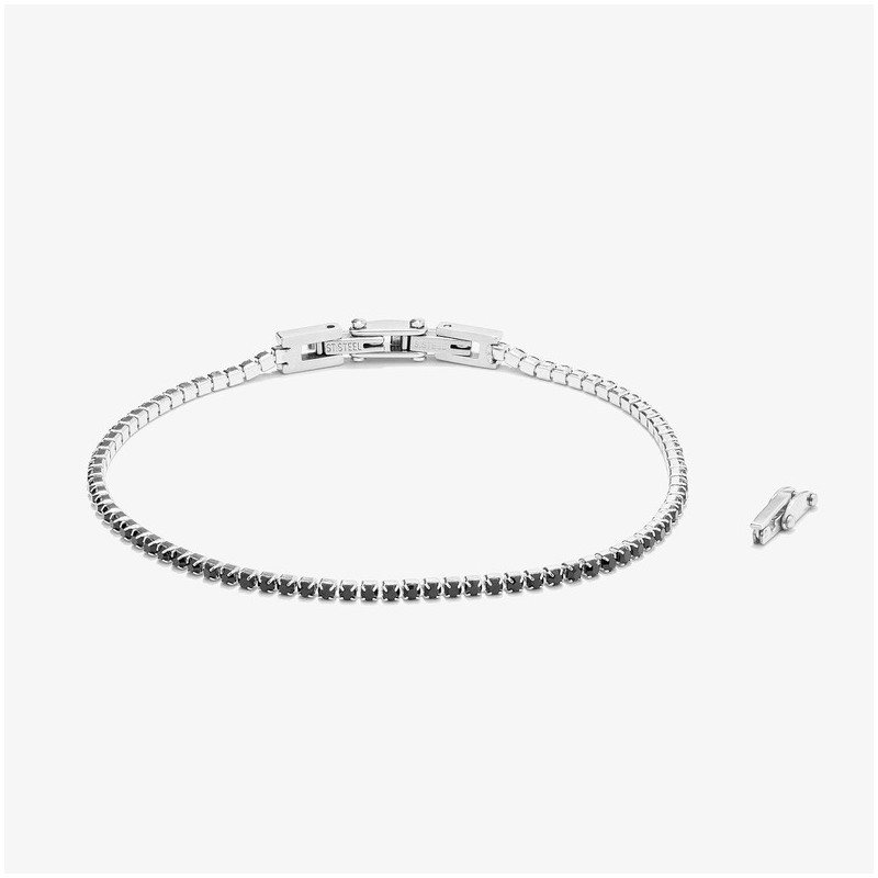 Pulseira Riviere Prateada e Preta FREEDOM Homem RADIANT Joias