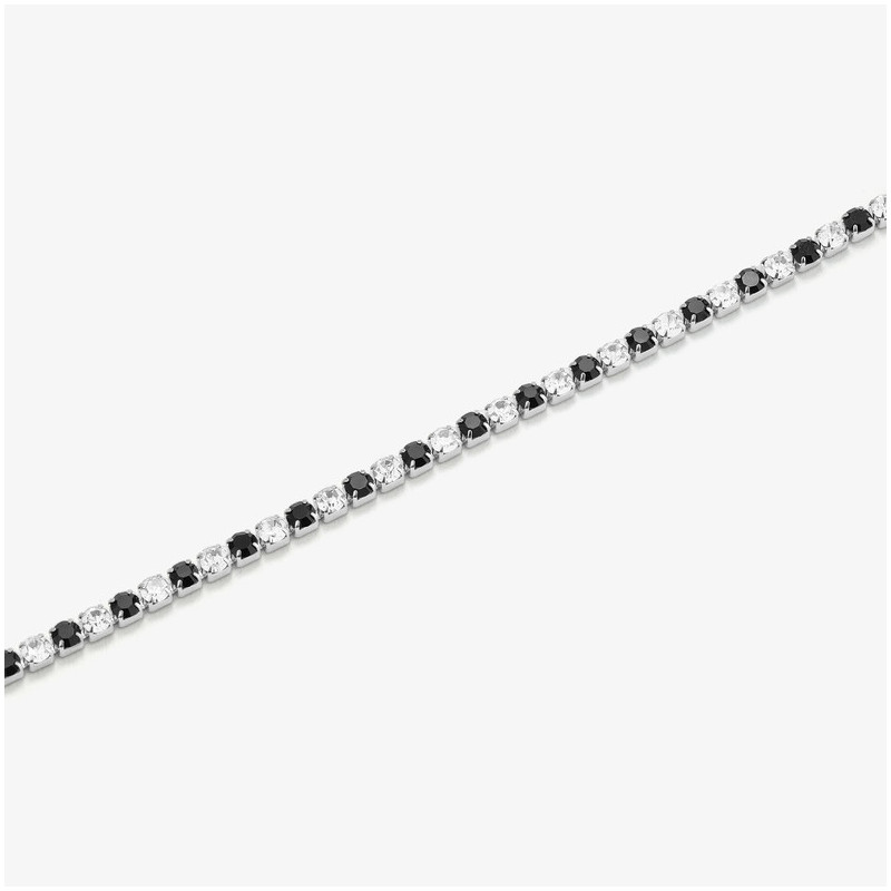 Pulseira Riviere Prateada Preta e Branca FREEDOM Homem RADIANT Joias