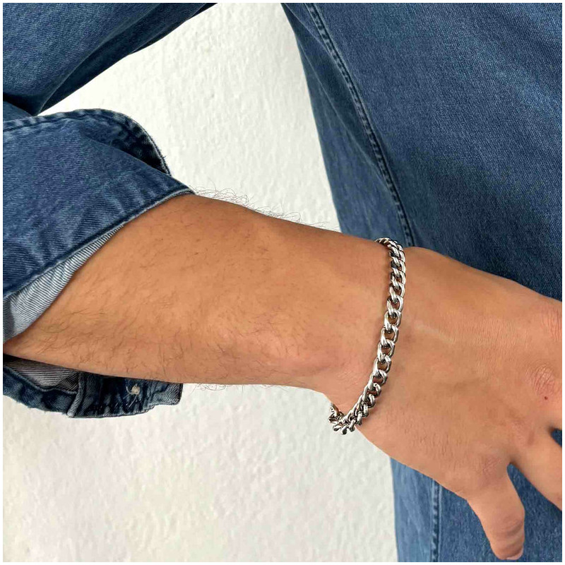 Pulseira Homem Txema Flat Prateada