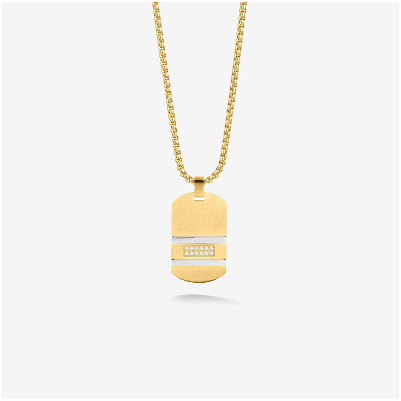 Colar Homem Martinez com Placa Dourada