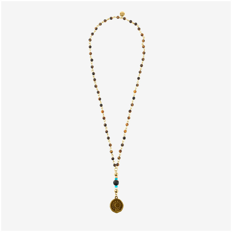 Colar Homem Palau Sol e Lua Dourado