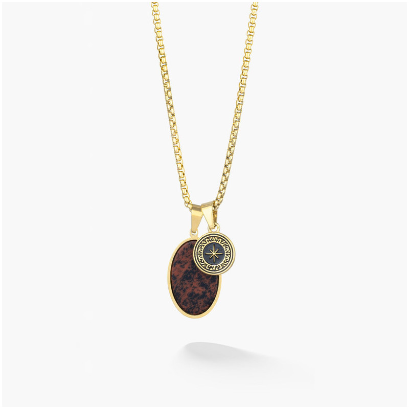 Colar Palau Homem Medalha Castanha