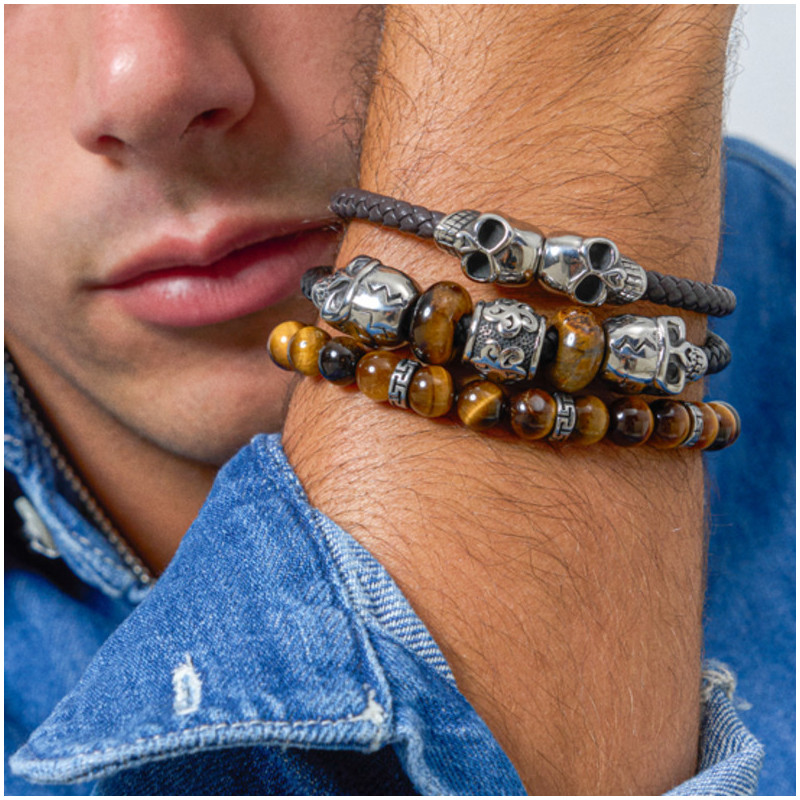 Pulseira Homem Pirate Esferas Prata