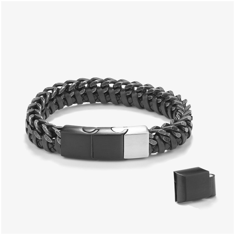 Pulseira Homem Hunter Couro Preto