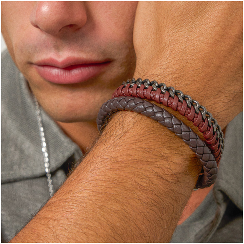 Pulseira Homem Hunter Couro Castanho