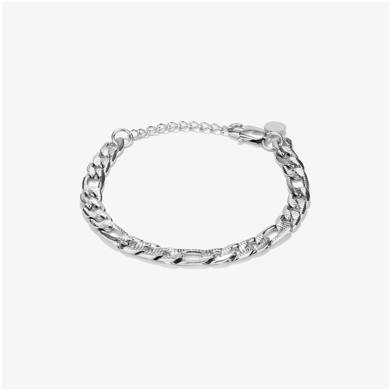 Bracelete Homem Padlock Texturado Prata