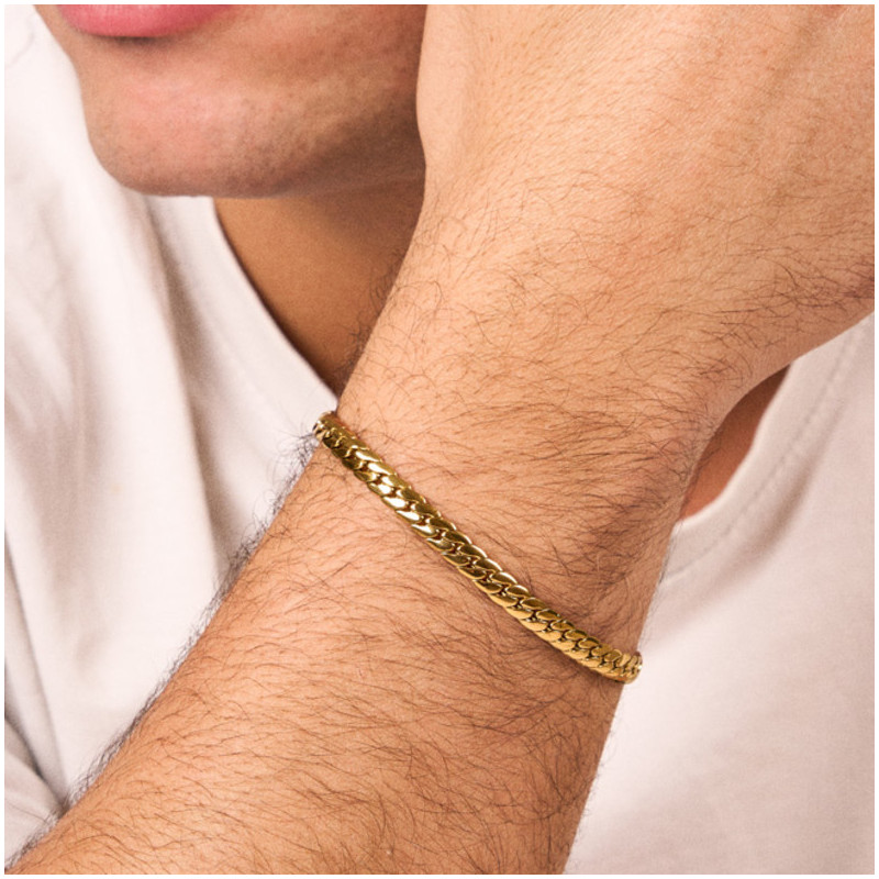 Bracelete Homem Flat Padlock Ouro