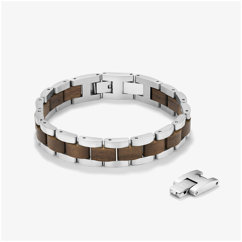 Pulseira Homem Nature Prata/Wood Multi