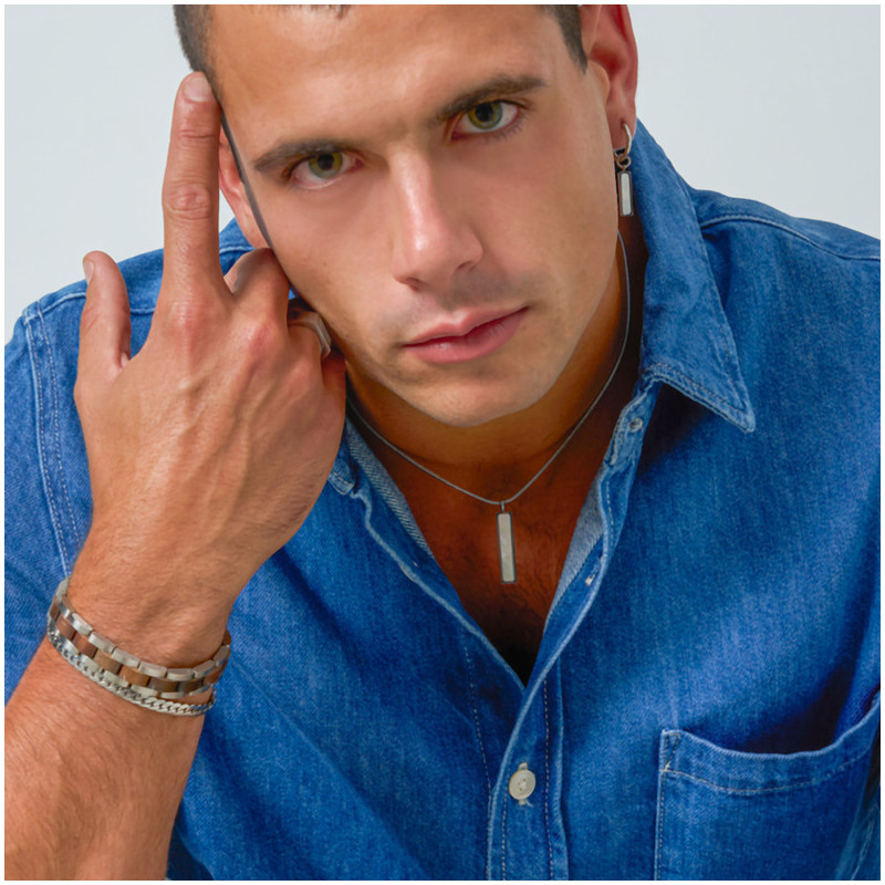 Pulseira Homem Nature Prata/Wood Multi
