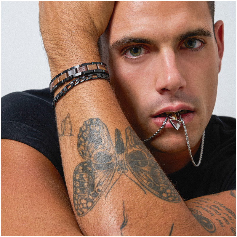 Pulseira Homem Nature Preto/Wood Multi