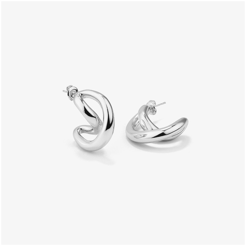 Brincos Mulher Blake Twist Prateados | Design Twist em Aço Prateado