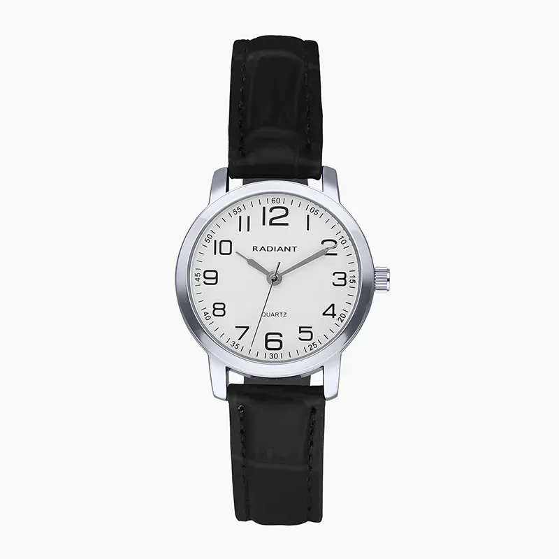 GRAND 28MM WHITE DIAL IPG BLACK LEATHER