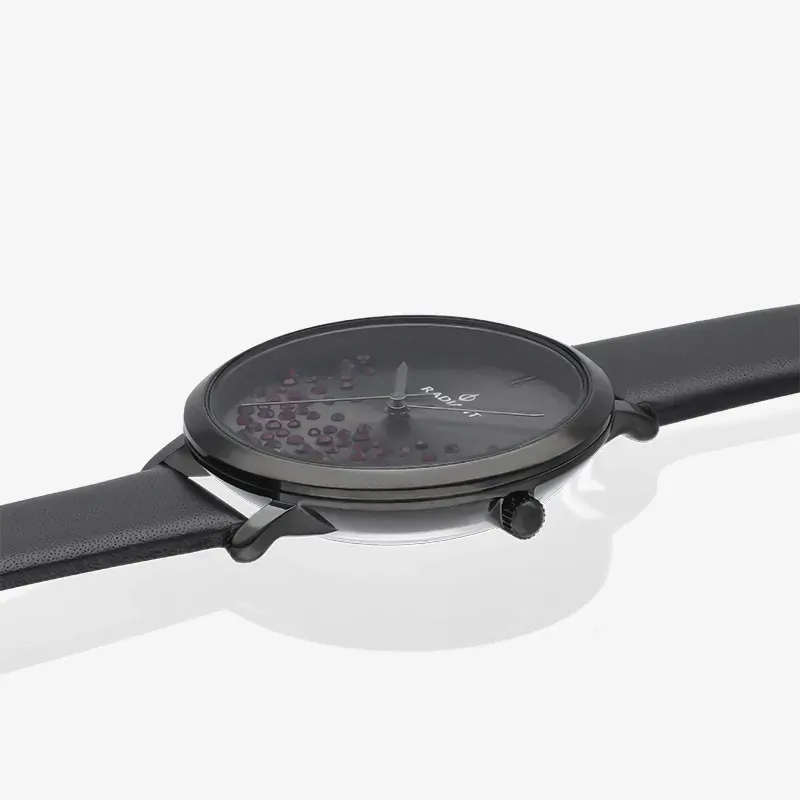 ELLA 36MM GUN DIAL BLACK LEATHER STRAP