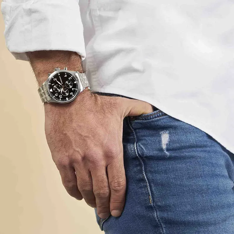 CAIMAN 43MM MULTI BLACK DIAL SS BRACELET