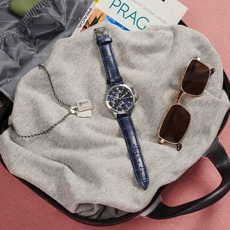 Radiant Caiman Relógio de Homem com Bracelete de Couro Azul