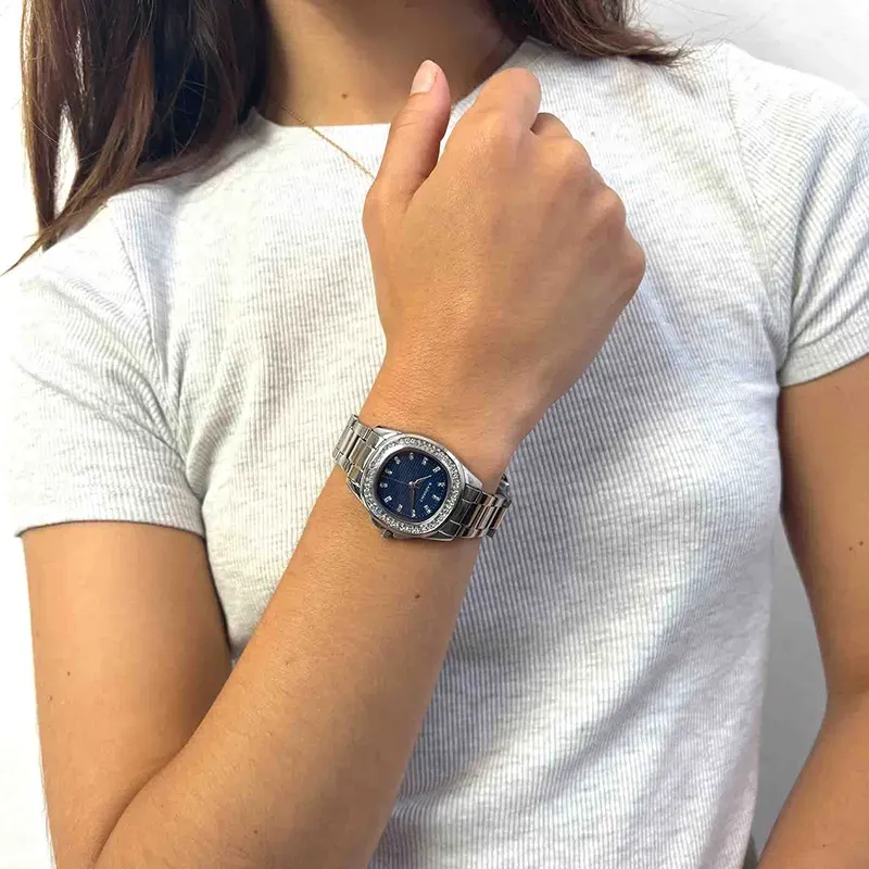 Radiant Scape Relógio de Mulher Azul Prateado com Bracelete de Aço