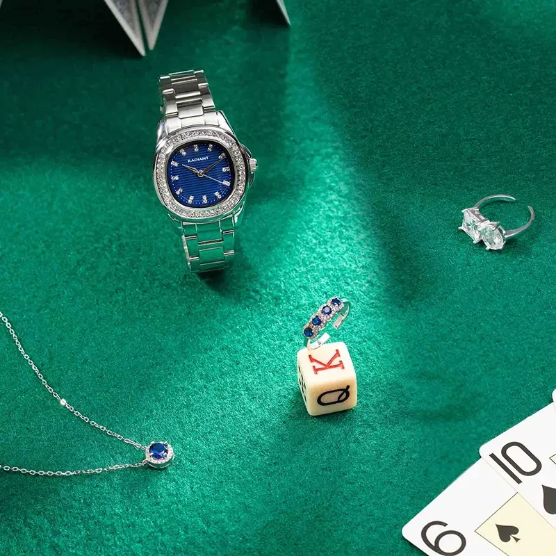 Radiant Scape Relógio de Mulher Azul Prateado com Bracelete de Aço