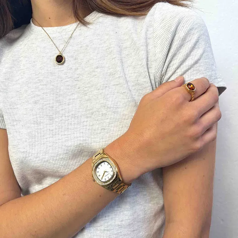 Radiant Scape Relógio de Mulher Dourado Bracelete Aço