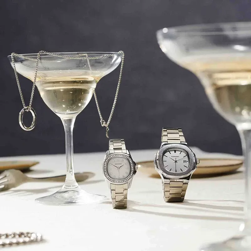 Radiant T-Time Relógio de Homem Prateado Caixa Hexagonal