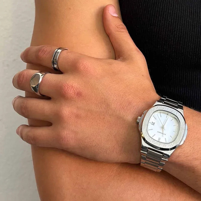 Radiant T-Time Relógio de Homem Prateado Caixa Hexagonal