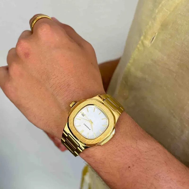 Radiant T-Time Relógio de Homem Dourado Caixa Hexagonal