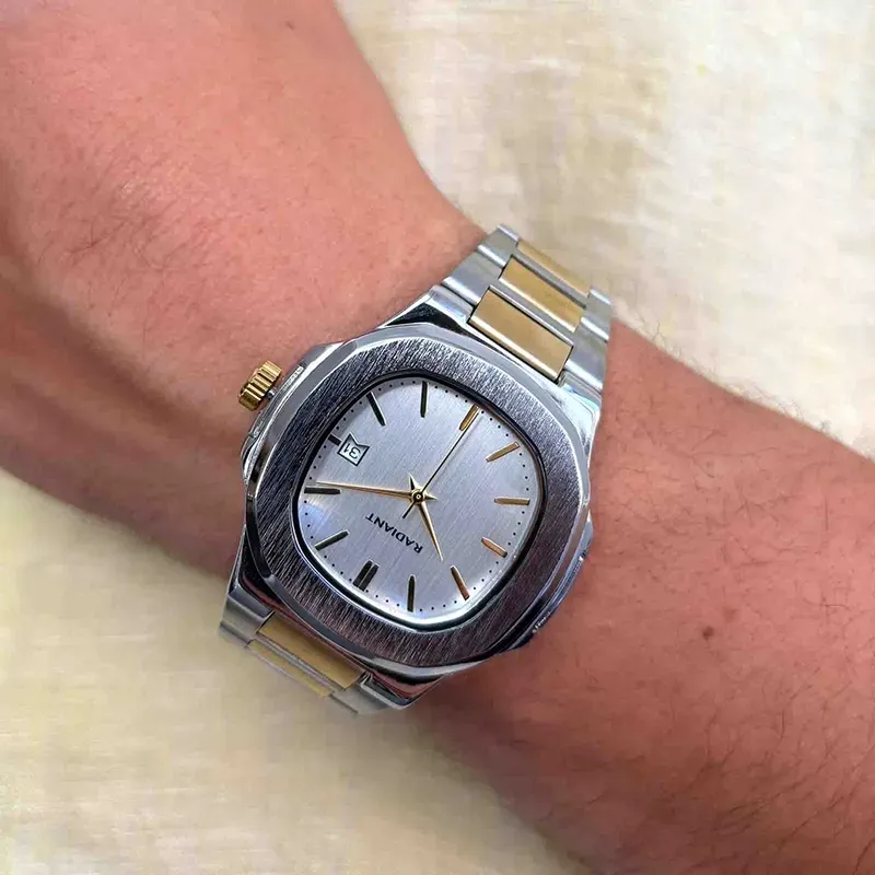 Radiant T-Time Relógio de Homem Dourado/Prateado Caixa Hexagonal