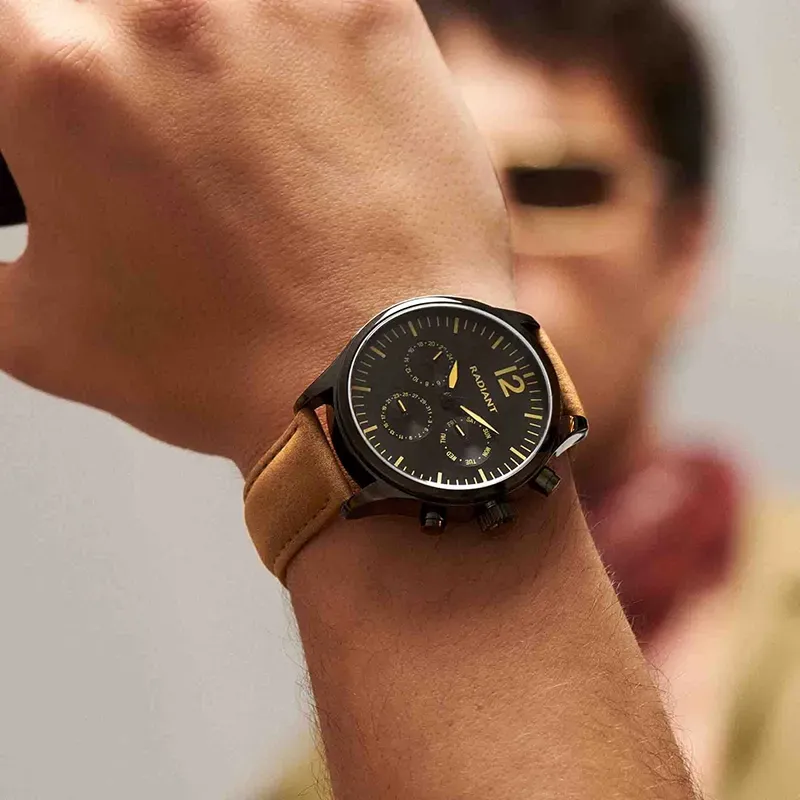 Radiant Team Relógio de Homem Bracelete Pele Sintética Vermelha