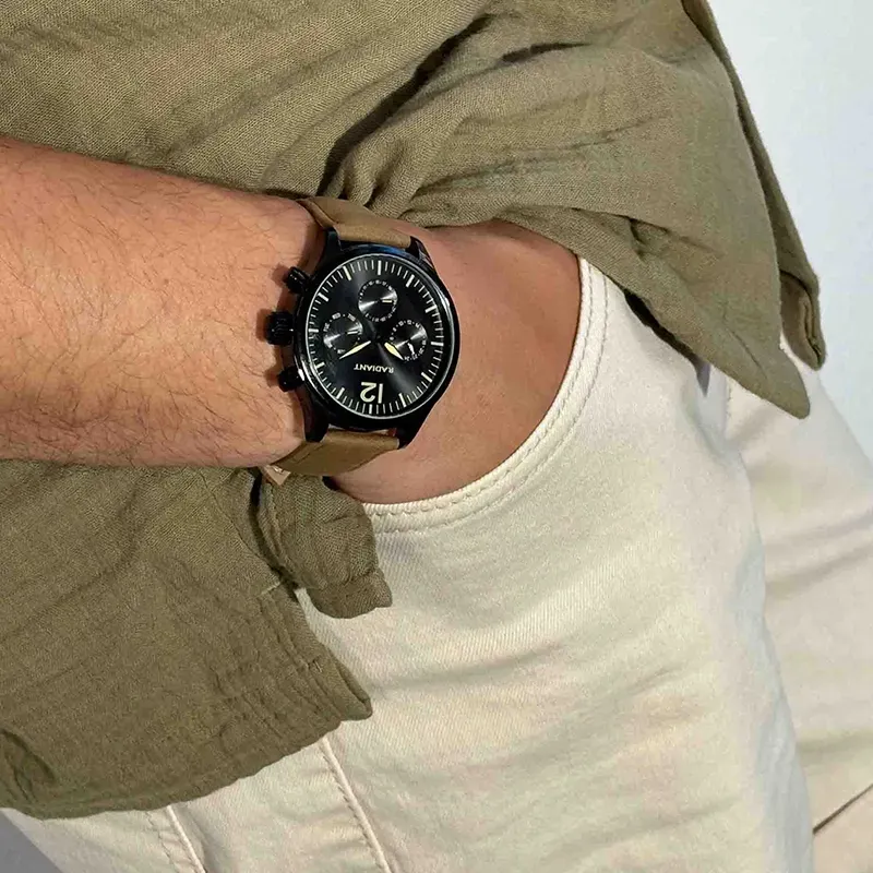 Radiant Team Relógio de Homem Bracelete Pele Sintética Vermelha