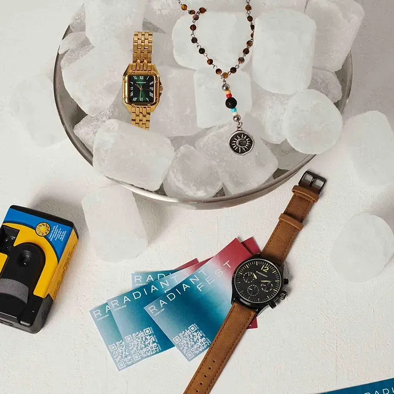 Radiant Team Relógio de Homem Bracelete Pele Sintética Vermelha