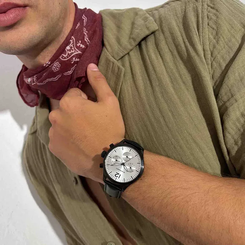 Radiant Team Relógio de Homem Bracelete Pele Sintética Preta