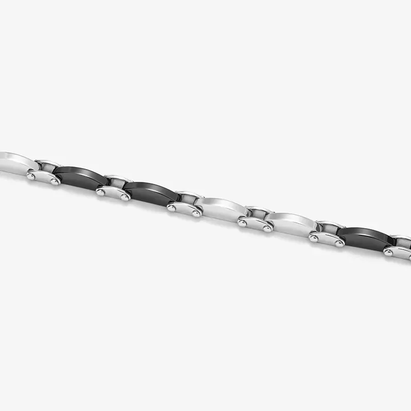 Pulseira Parafusos Prateada e Preta CERAMIC Homem RADIANT Joias