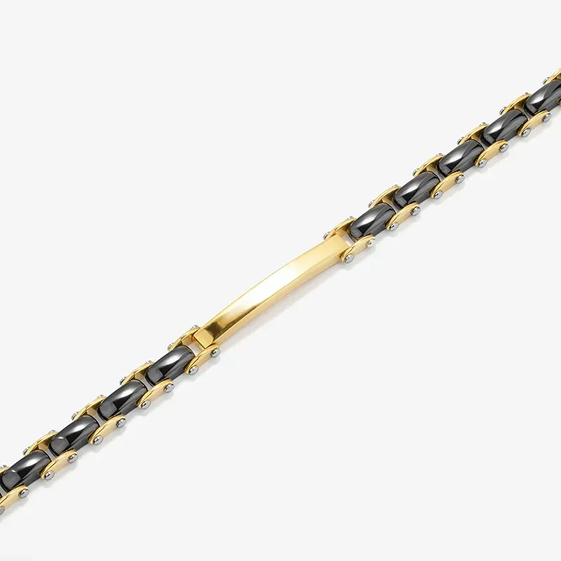 Pulseira Semi-Rigída Dourada e Preta CERAMIC Homem RADIANT Joias